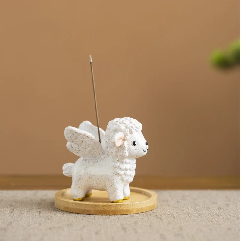Cute Sheep Burner Holder Incense Stick Holder Desktop Ornament Burner Easy to Clean for Living Room Yoga SPA Home Decorations