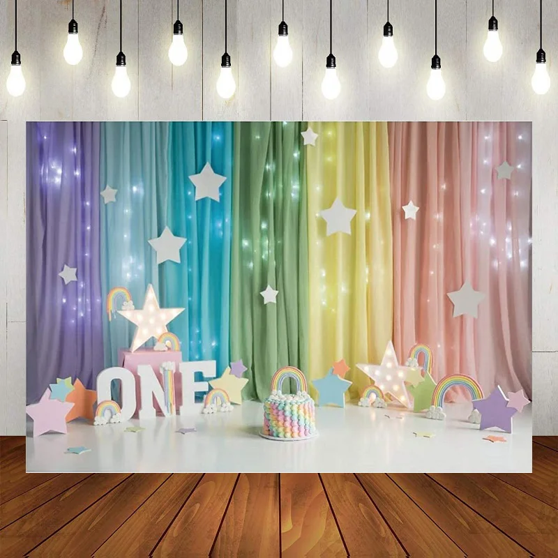 Happy 1st Birthday Wood Floor Backdrop Cake Smash Country Photography  Background Banner Poster Decoration Party Baby Shower