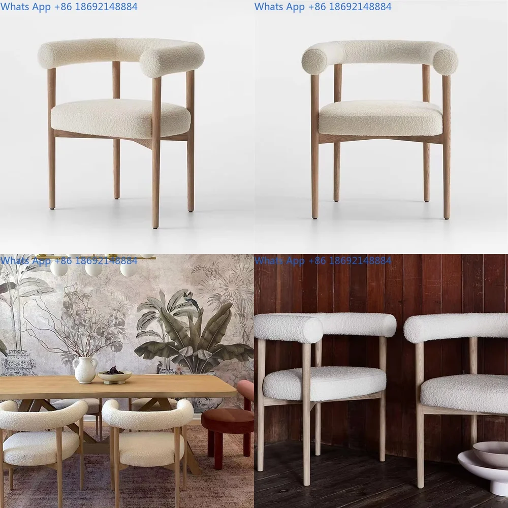 

Solid Ash Wood Dining Chair with Lambswool Upholstery for Home Restaurant Hotel Use Comfortable Backrest