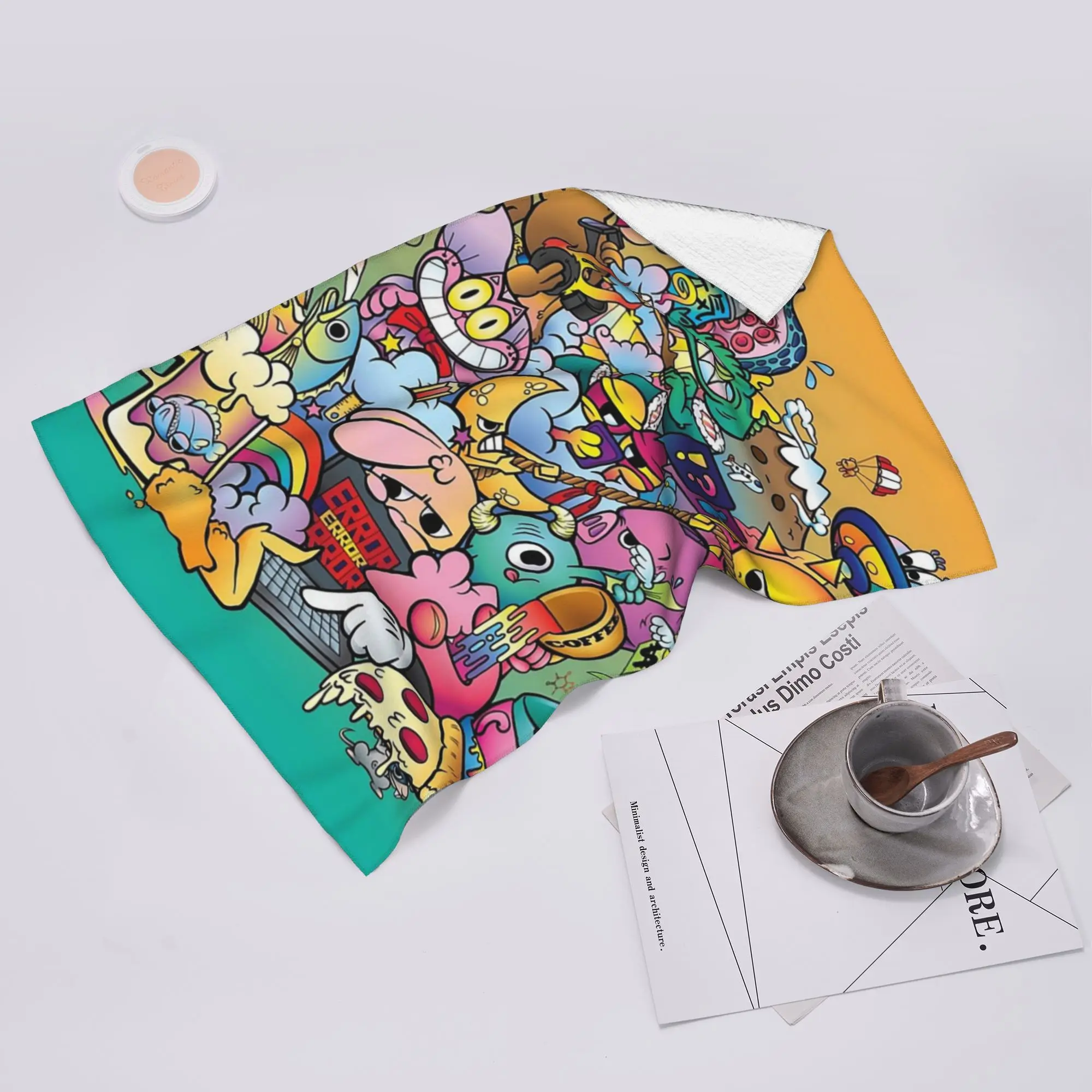 Custom Things in Life cute colorful vexx style doodle Soft Face Towel Quick Dry Pool Bath Cotton Towels Absorbent