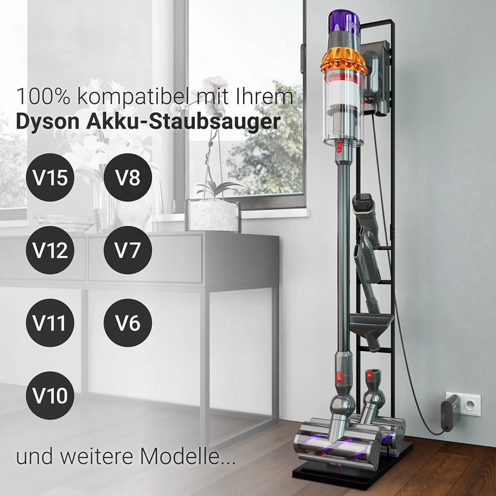 Staubsaugerständer für Zuhause, Bodenhalterung mit Ladestation, kompatibel mit V6 V7 V8 V10 V11 V12 V15, ohne Bohren, platzsparende Aufbewahrung – Detail 2