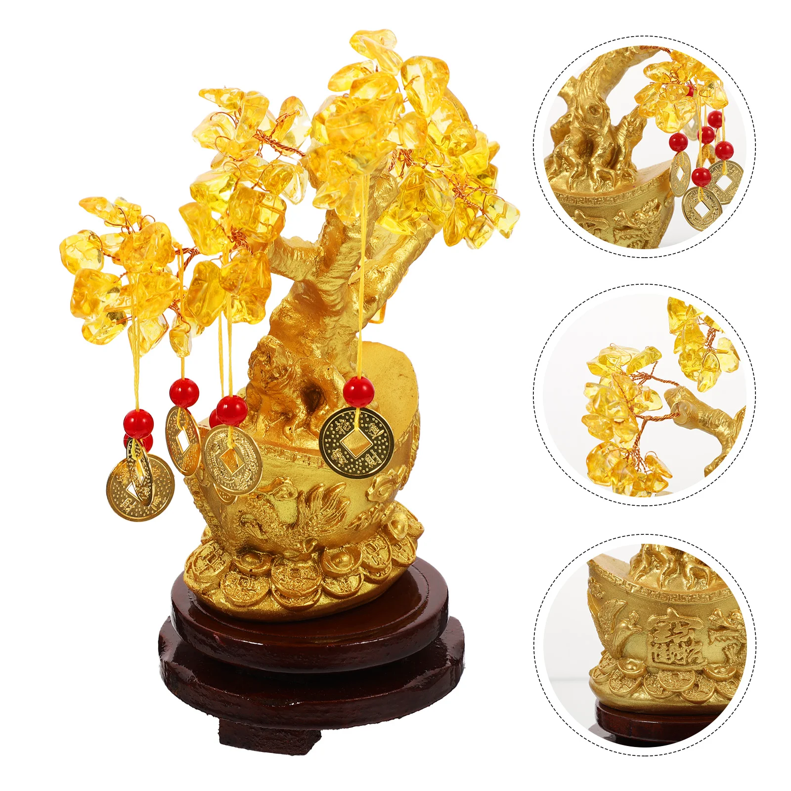 

Citrine Macrocarpa Tree Ornament Money Feng Shui Decorations Luck Desktop Crystal