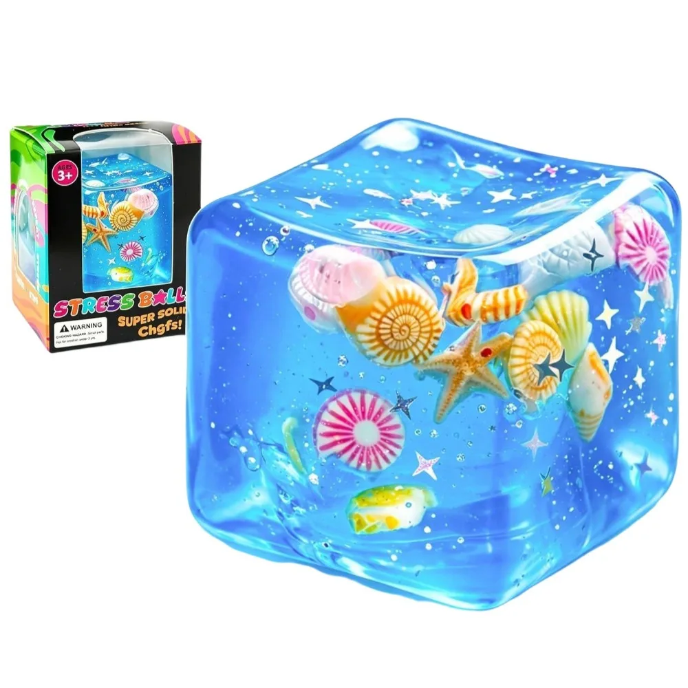TPR Ocean Sensory Fidget Star Shell Blue Squeeze Relax Stress Balls Cartoon Design Slow Rise Pinch Cube Gift Office Use