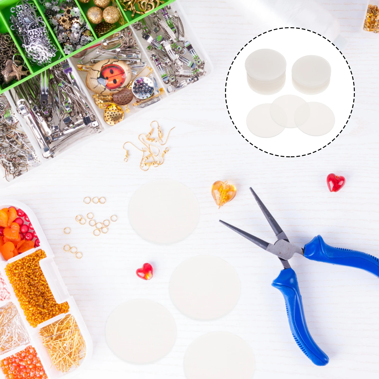 

30pcs Round Acrylic Sheet Transparent Blank Disc Hole Painting Diy Crafts Clear Color Interior Decoration Durable H