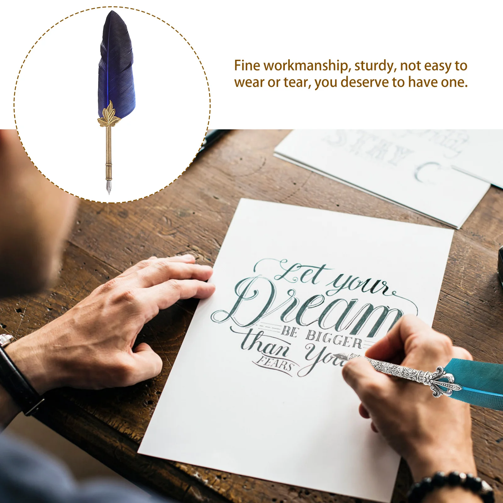 

Декоративная гусиная ручка с гладкими полированными краями, долговечная деловая ручка для каллиграфии, отличный подарок для вечеринок по случаю дня рождения