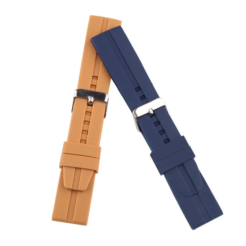 إكسسوارات الساعة حزام مطاط السيليكون بلون الحلوى 22 ملم بإبزيم دبوس للرجال والنساء سوار معصم رياضي مقاوم للماء