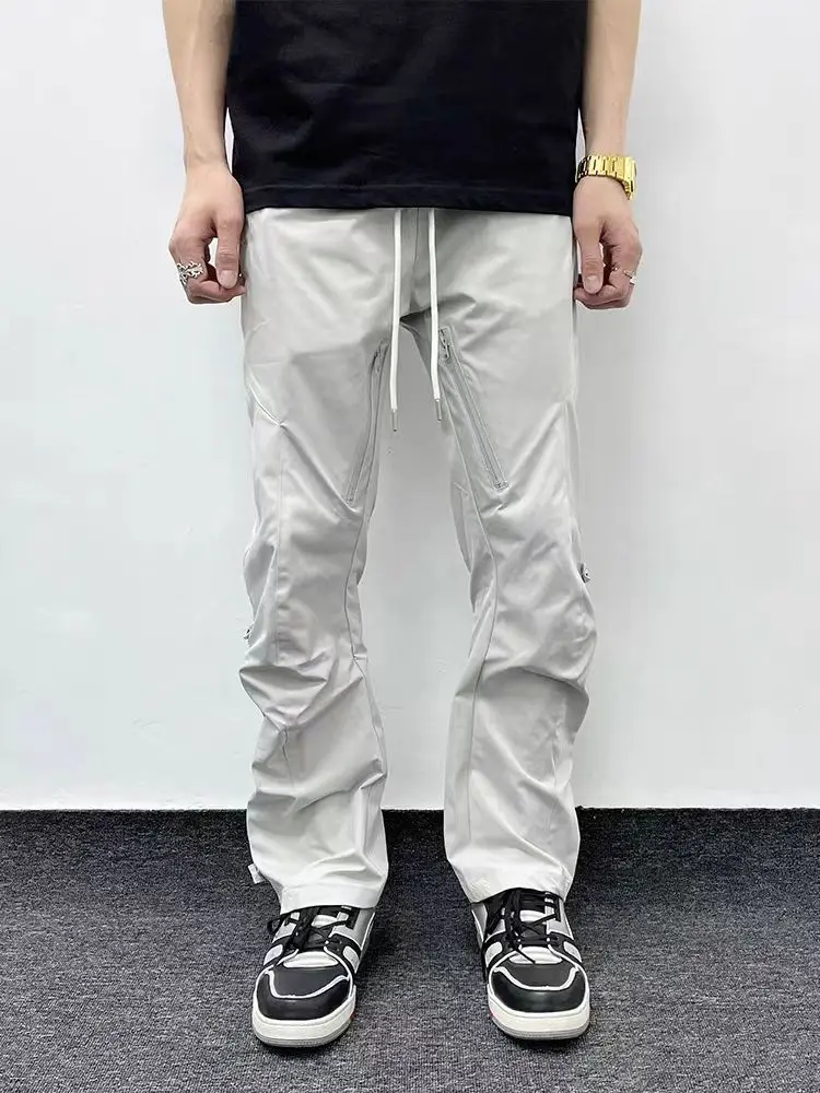 

American Vibe Outdoor Design Zipper Pants Men's Trendy Hip Hop Loose Sports Windbreaker Casual Pants Autumn Long Pants