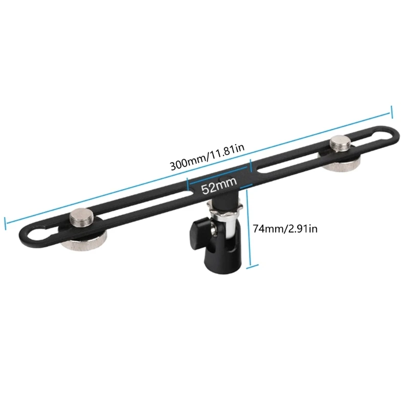 Microphone Mount Holds 2 Mics with 5/8Inch Thread Double Head Microphone Stand Rods Stereo Rods Brackets Dropship