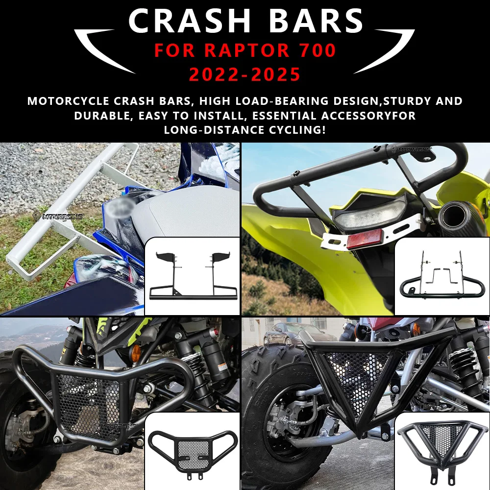 

MTKRACING Crash bars For YAMAHA Raptor 700 2022-2025 Front Rear Bumper Grab Bar Frame Protector Motorcycle Accessories