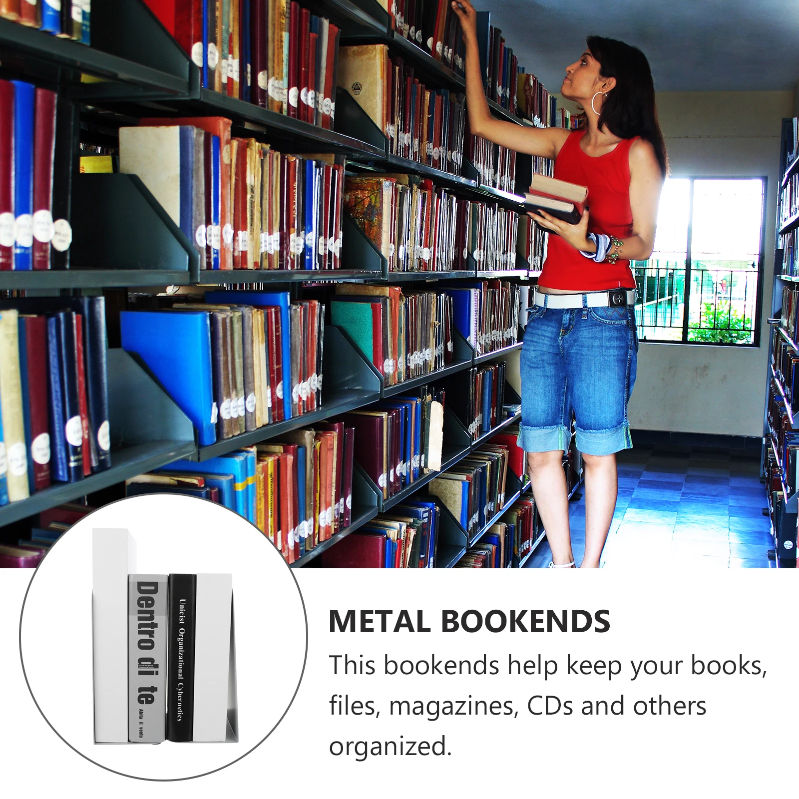 2pcs Metal Bookend Simple Style Desktop Organizer For Home Office Classroom Book Supports Iron Bookends Files Cds Storage Decor