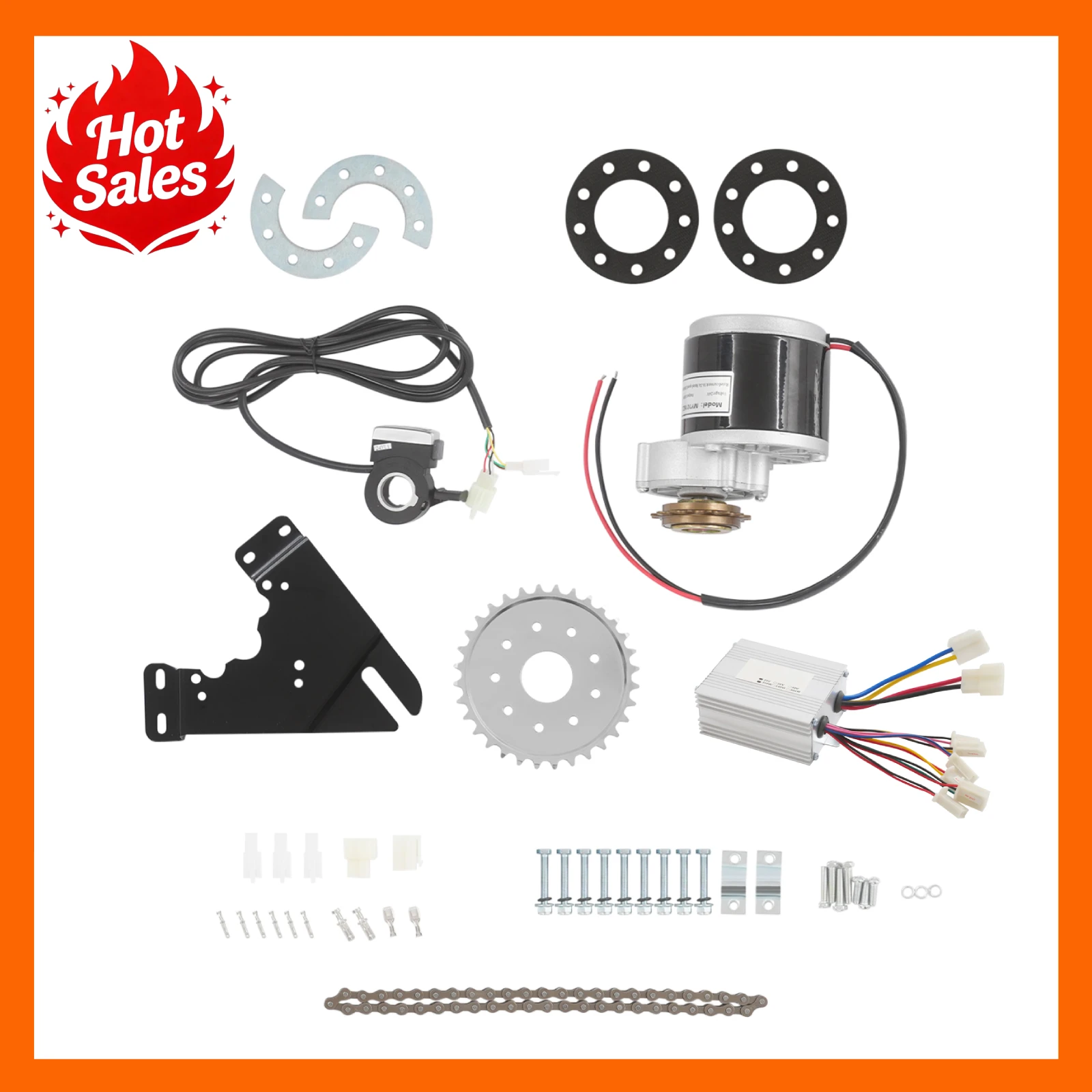 Electric Bike Conversion Kit 350W 24V Thumb Throttle Bicycle Motor Kit IP54 Protection 21V Undervoltage Cutoff Iron Copper Plated Anti Rust Durable Safe Riding Conversion