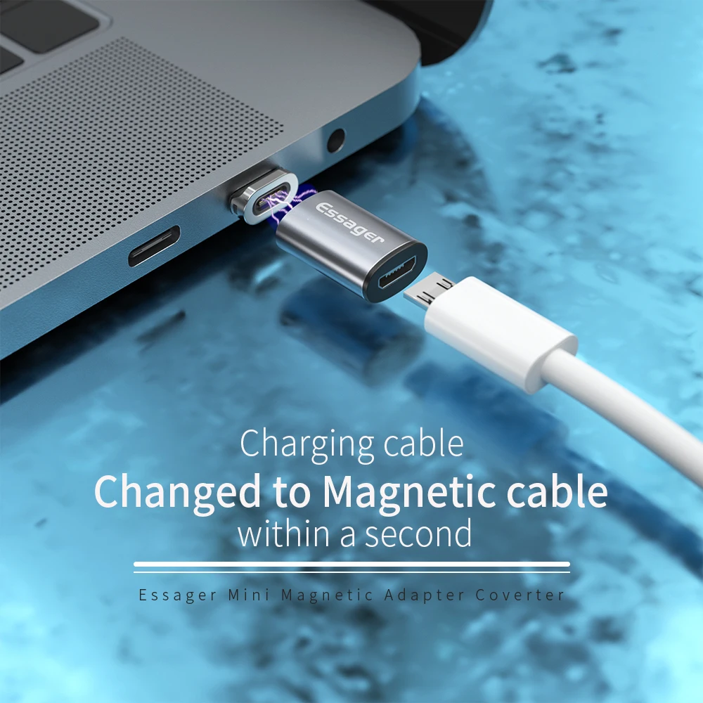 Essager-Adaptador Magnético Micro USB, Cabo Conector, Conversores Tipo C Masculino, iPhone, Xiaomi, Samsung, Ímã