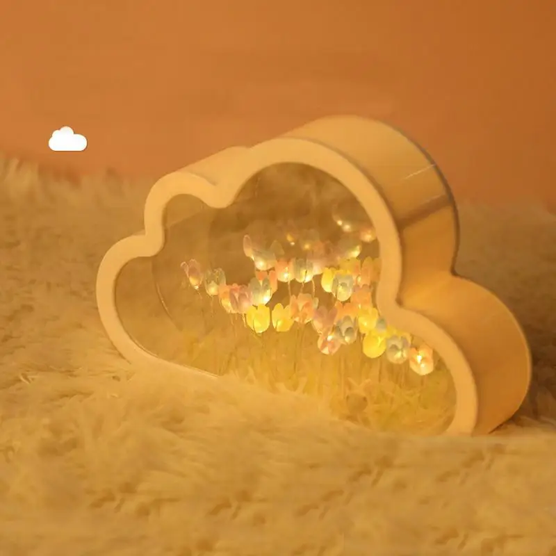 DIY Tulip Night Light Romantic And Cozy Lights Handmade Tulip Night Light Simulation Remote Control Heat Shrinkable Bedside Lamp