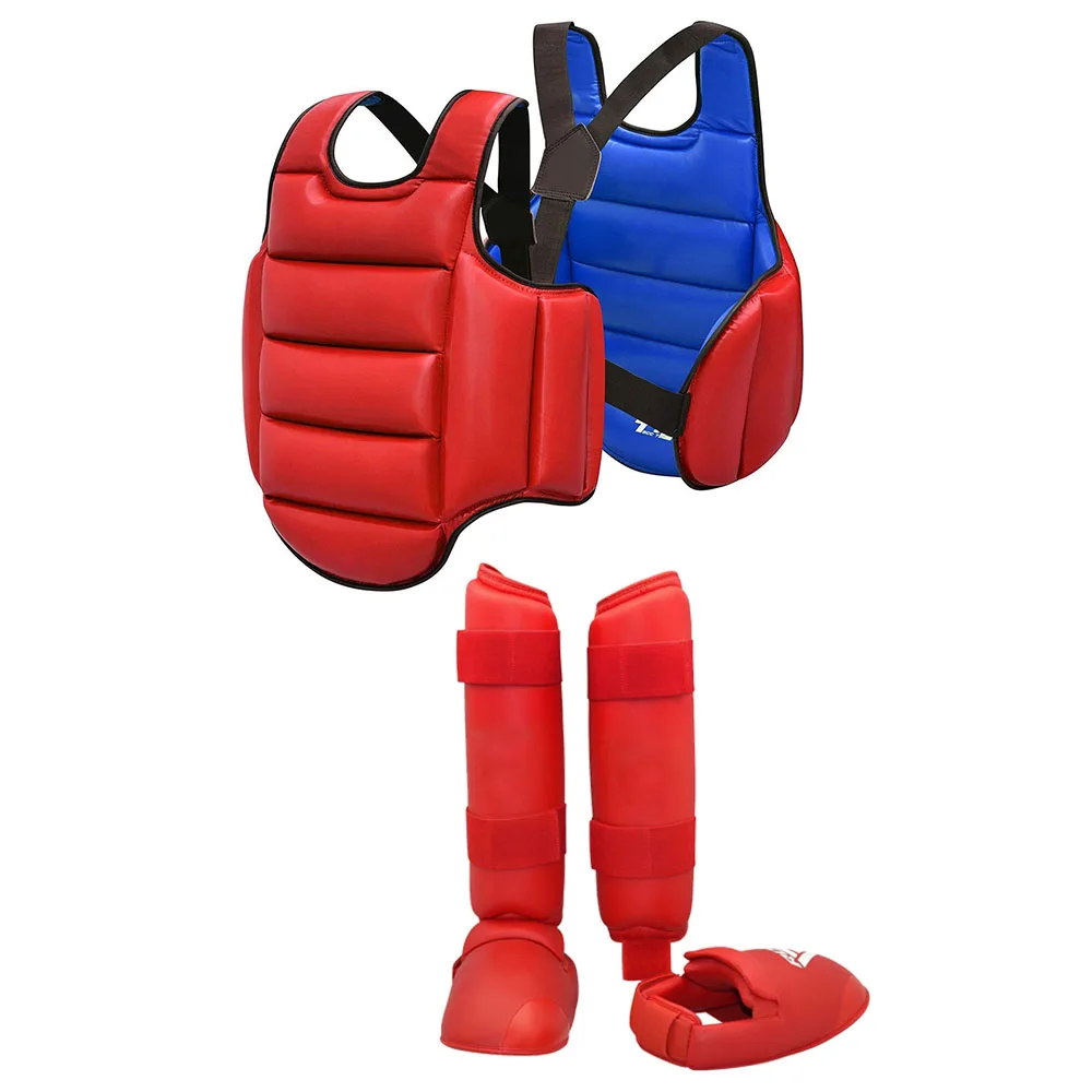 Karate Gloves Taekwondo Dobok Sparring Gear Uniform Set Helmet Shin Guards Boxing Equipment MMA Team Chest Suit Body Protection