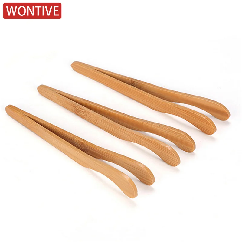 Pinzas para tostadas de bambú reutilizables, utensilio de cocina, pinzas para té para frutas, tostadas, té, pan, pepinillos, cocina, pinzas para tostadora de madera Ultra agarre