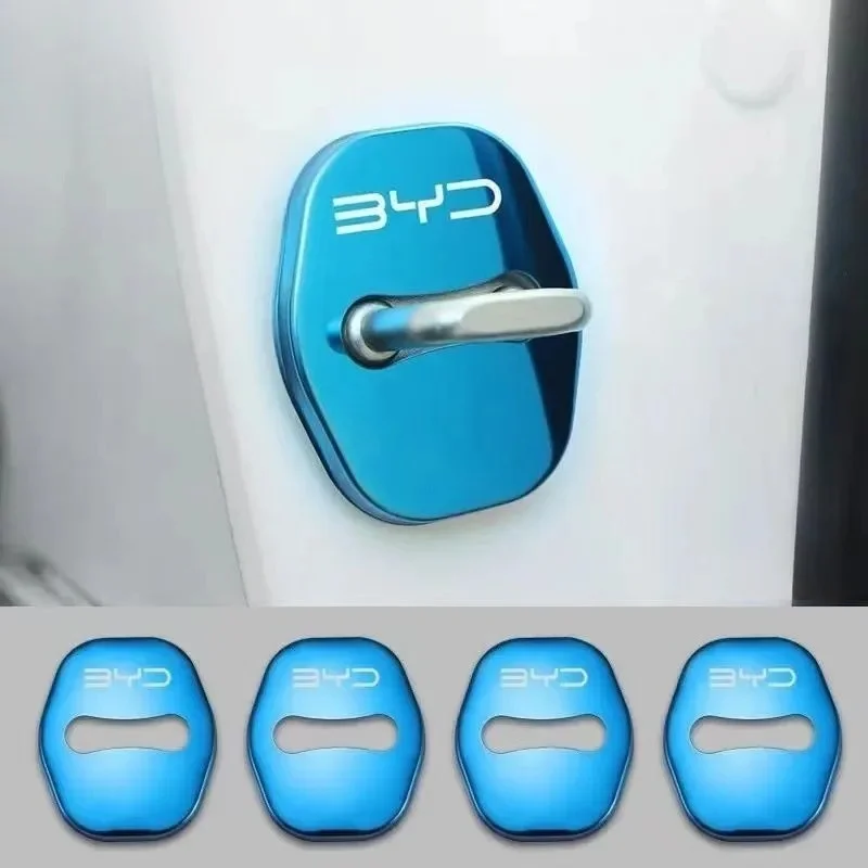4Pcs Stainless Steel Car Door Lock Protector Caps For BYD Atto 3 Seal Dolphin Han Tang Song Yuan Durable Exterior Tuning Decor P