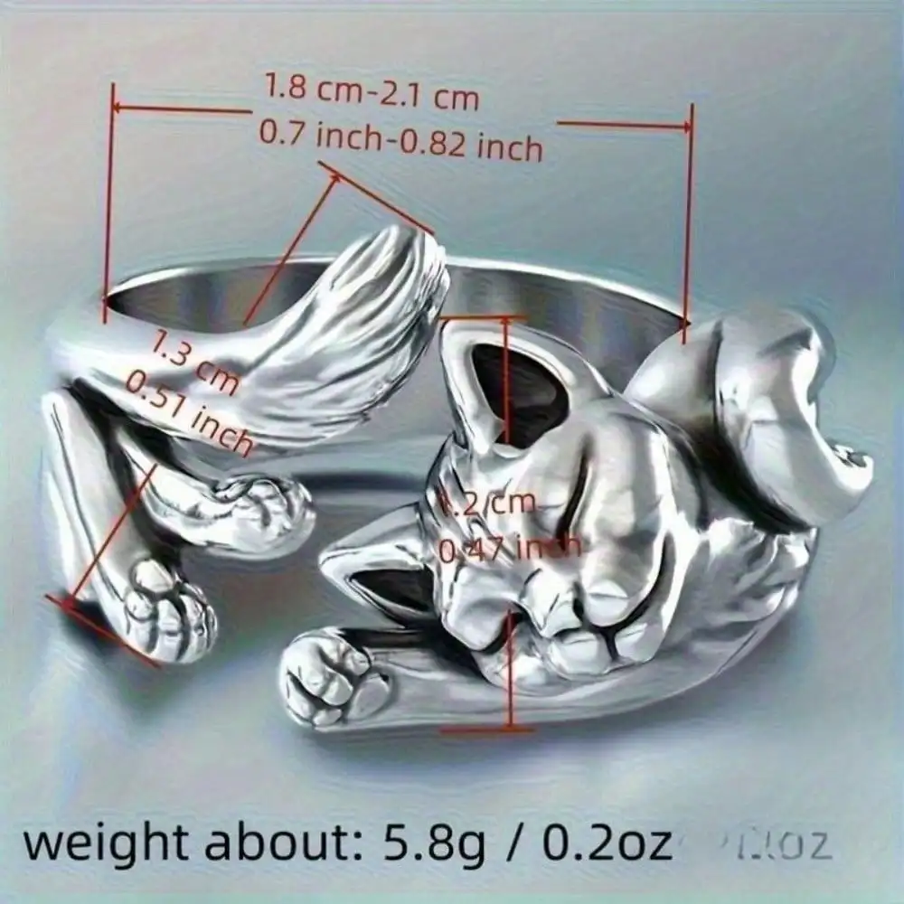 Women's retro cute adjustable open-ended cat ring, suitable for Halloween parties and banquet accessories image 5