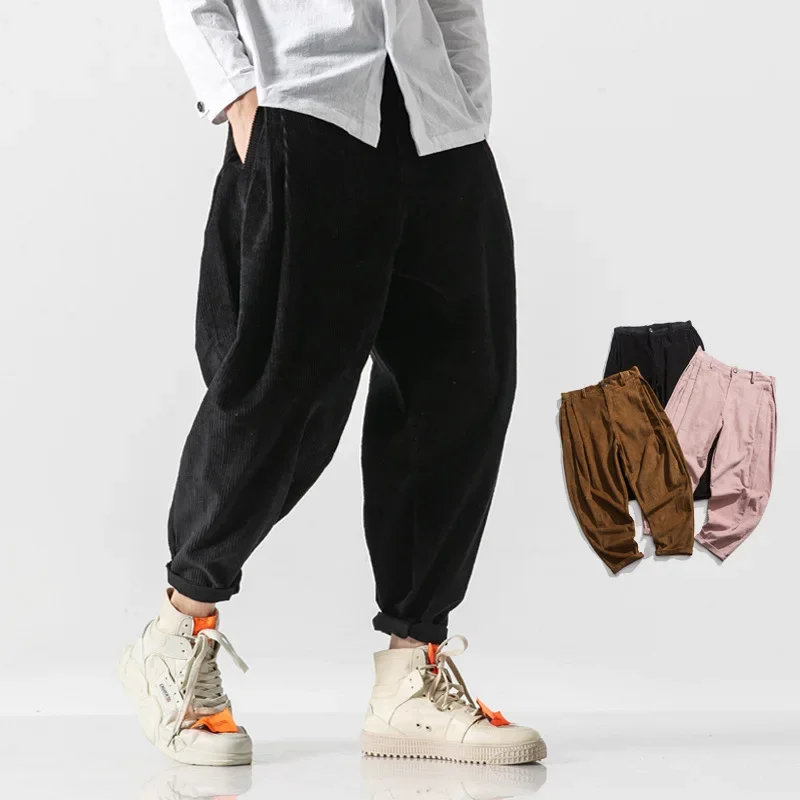 

New Corduroy Men's Harem Pants Jogging Sweatpants Streetwear Men Harem Pants Harajuku Casual Trousers Woman Fashion Big Size 5XL