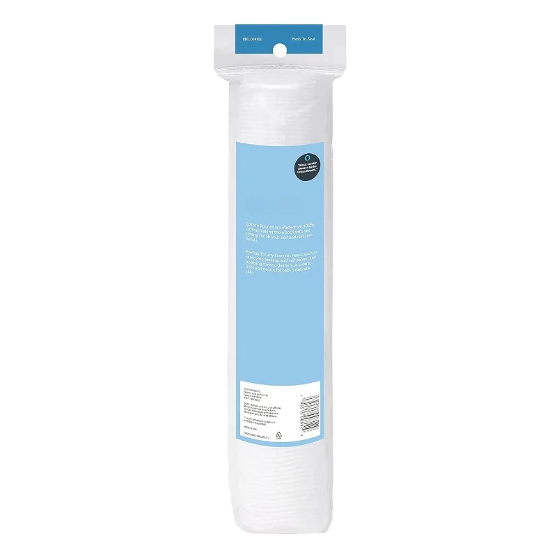 Rondes hypoallergéniques 100 coton pour démaquillage et soins de la peau, 100 unités, 1 paquet