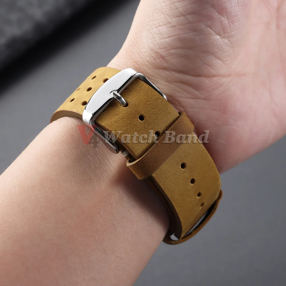 18mm 19mm 20mm 21mm 22mm 24mm Handgefertigte Uhrenarmbänder Dunkelbraun Atmungsaktive Poröse Uhrenarmbänder Vintage Racing Leder-Uhrenarmbänder – Detail 13
