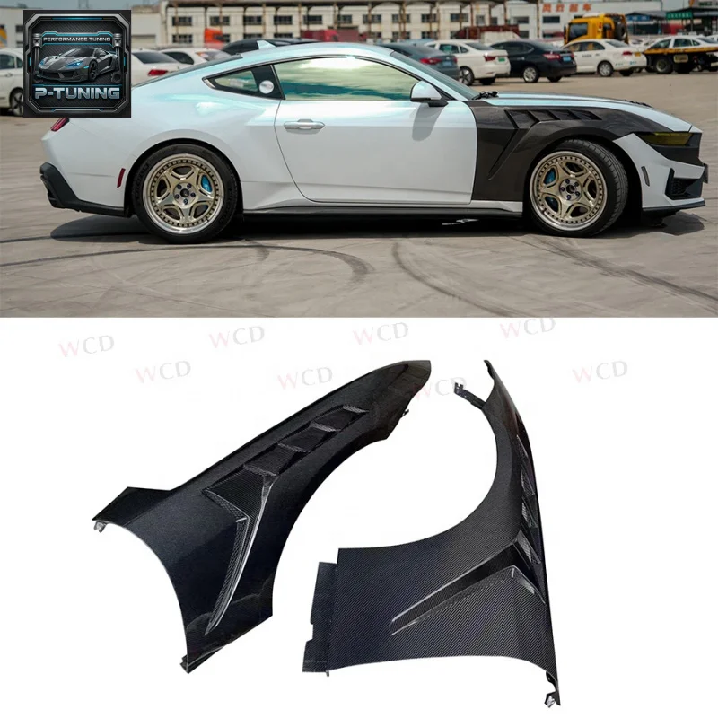 

2024+ for Ford Mustang GT Dark Horse S650 GTD Style Carbon Fiber Front Replacement New Car Side Fender Vent Trim Body Kit