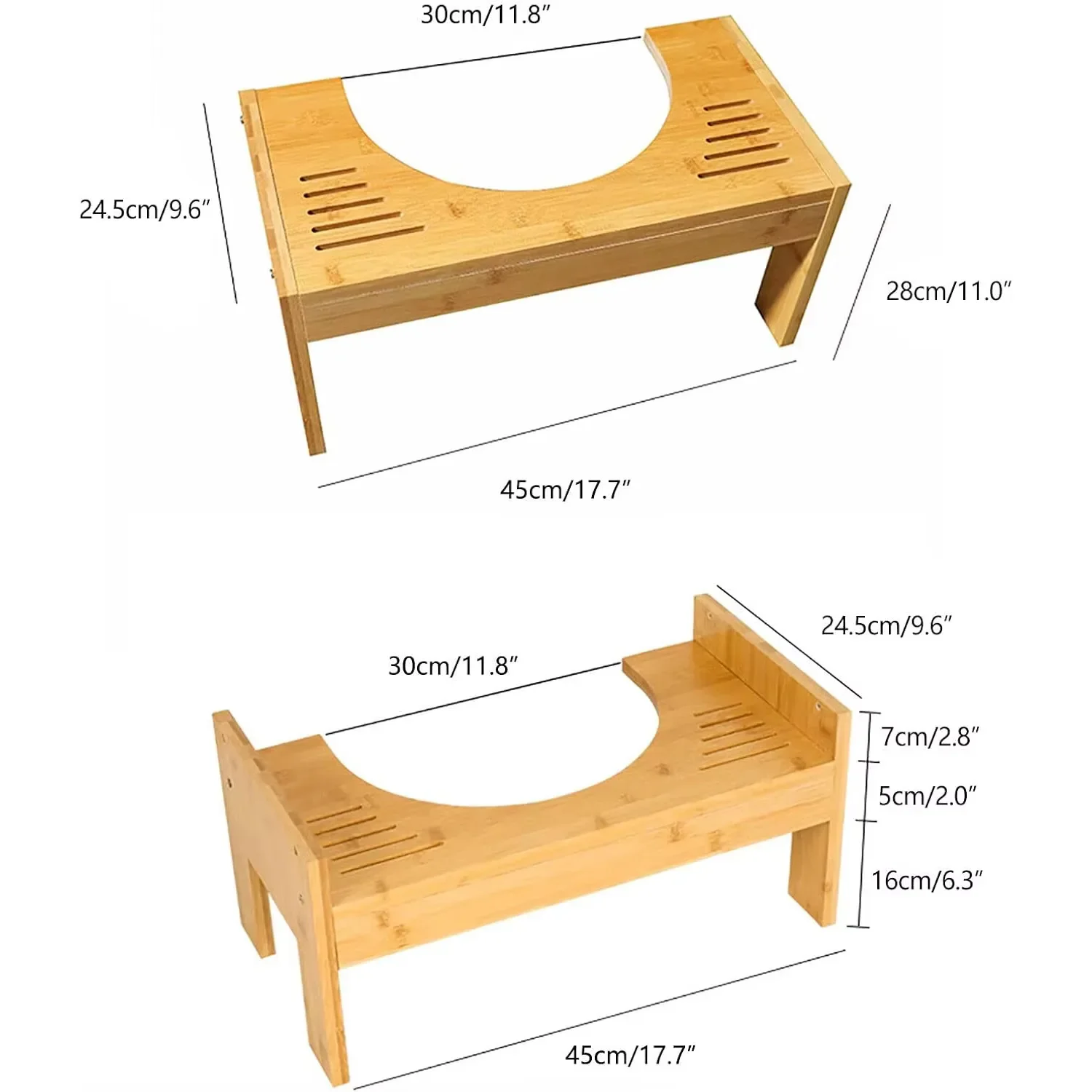 

Bamboo Toilet Stool, Physiological Toilet Stool, Adjustable Height Wooden Toilet Stool, Bathroom Toilet Seat,Non-Slip for Adults