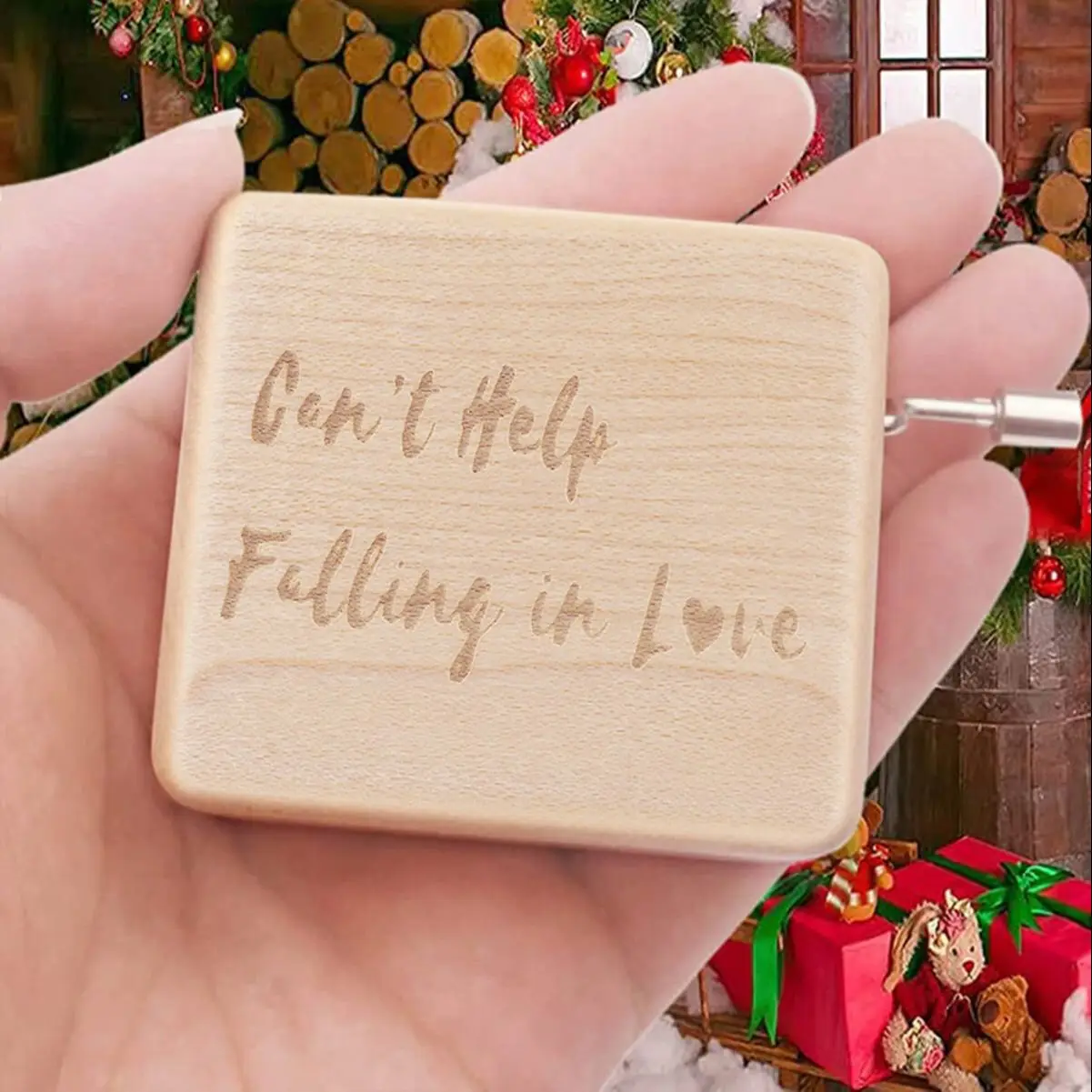 

SOFTALK Can't help falling in love Maple wood Hand operated Solid Wood Music Box Birthday, Christmas, Valentine's Day Gift