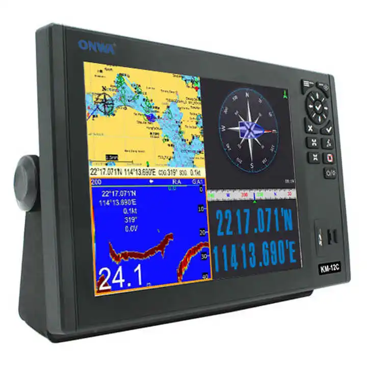 KM-12C 12-inch GPS Chart Plotter Multi Function Display with GPS Fish Finder/KM-8C Depth Sounder/GPS Echo Sounder