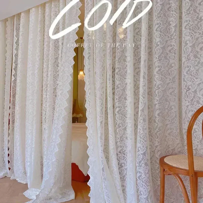 French Lace Tulle Romantic Nature Vertically Curtains For Living Room Bedroom Dining Light Luxury Study Hall Classic Decor 커튼
