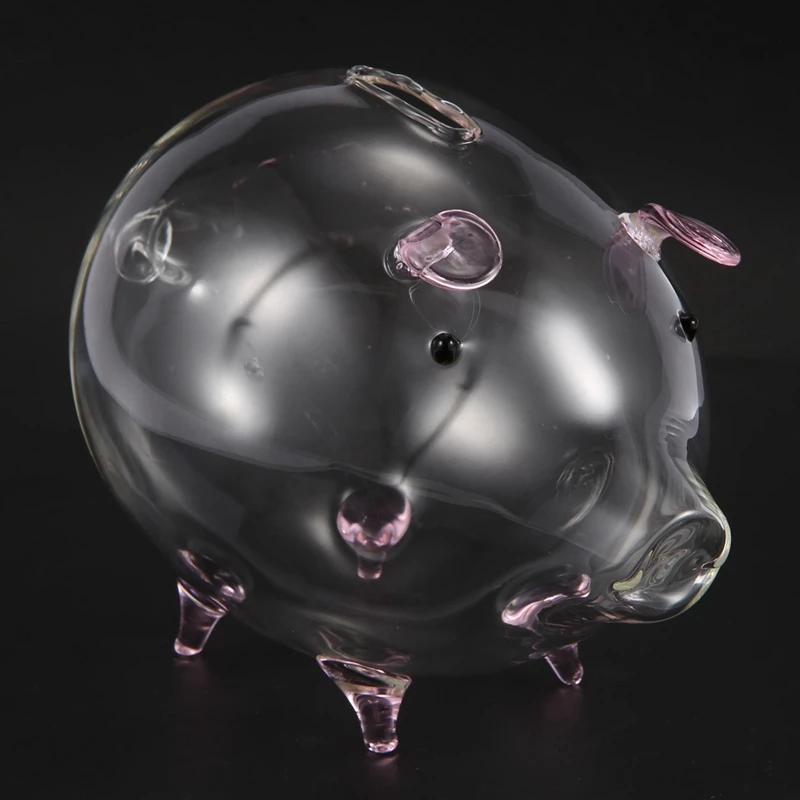 Hucha de cerdo para niños, Caja de Ahorro de monedas, recuerdo de cristal transparente, regalo de cumpleaños, 2 unidades