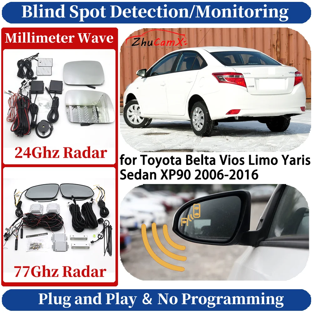 Blind Spot Monitoring/Detection System for Toyota Belta Vios Limo Yaris Sedan XP90 2006-2016 Night Driving Lane Change Assist