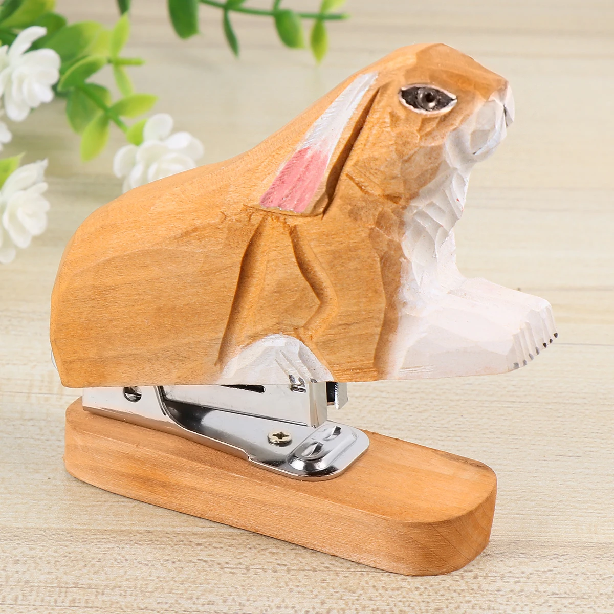 

Wooden Animal Stapler Manual Cute Product Decorate Practical Reusable Creative Mini Tiny Desk Supply