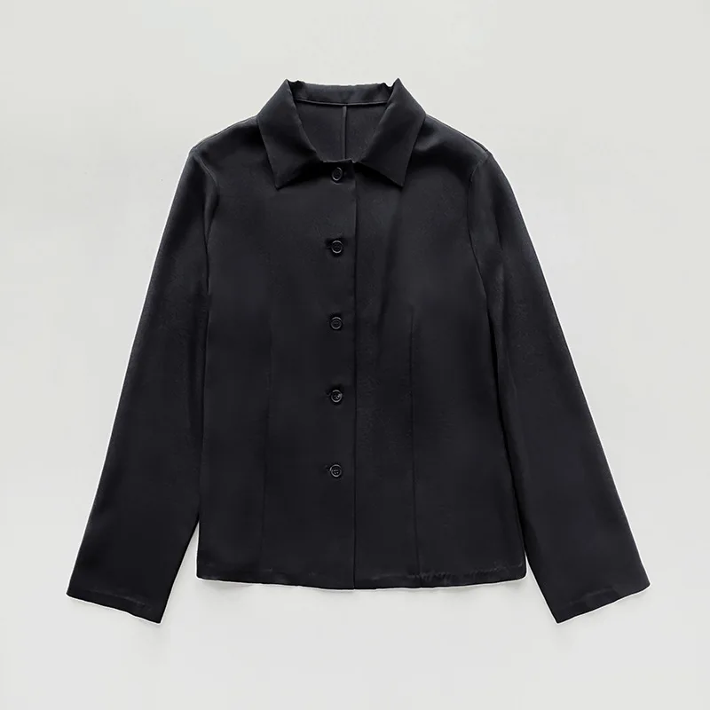 

Женская тяжелая рубашка высокого качества из натуральной шелковой ткани 22 мм, ранняя осень, шелковистый топ с лацканами и подвеской, топ с длинными рукавами