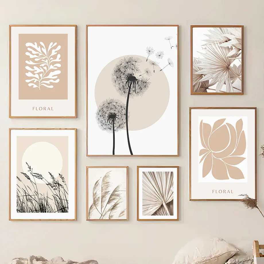 

Wall Art Canvas Painting Dandelion Reed Flower Plants Leaves Abstract Nordic Posters And Prints Wall Pictures For Living Room