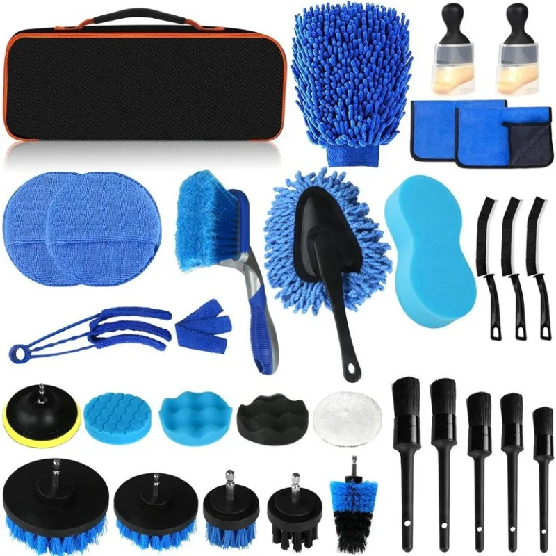 For Car Cleaning Set 26 Pieces, Electric Drill Brush + Detail Brush, Car Row Trend Air Conditioner Fan Brush