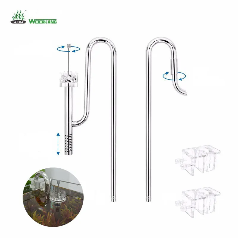 Fish Tank Filter Stainless Steel Inlet And Outlet Pipes Surface Skimmer External Accessories Water Aquarium Tubes Filtro Valve