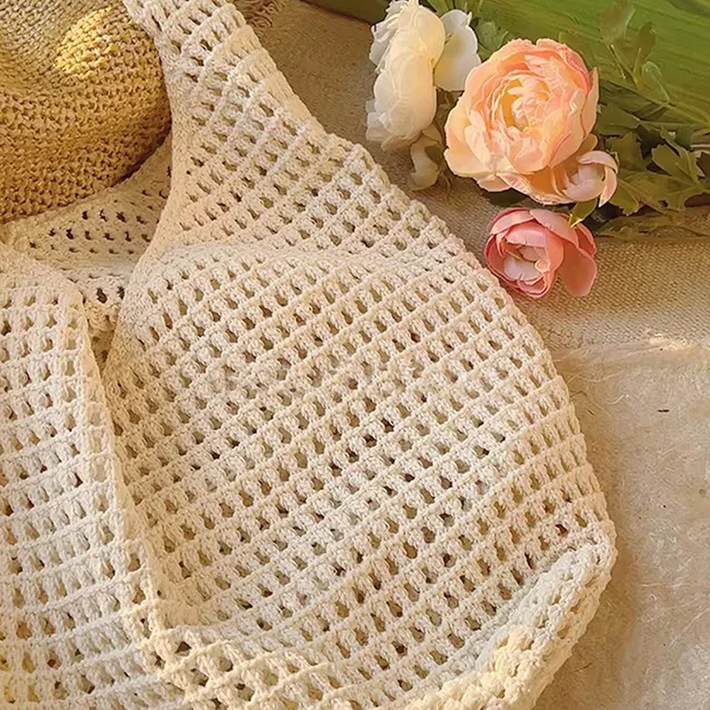 Kreative große Kapazität Umhängetaschen lässig einfache Handtaschen Vintage multifunktionale gewebte Einkaufstasche Strandtasche – Detail 7