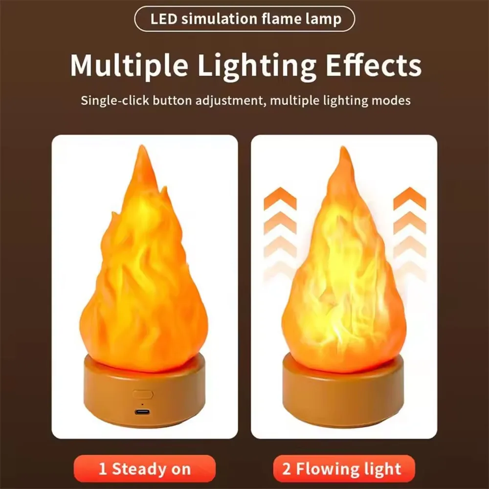 USB Recharged Flame Light Outdoor Cmaping Flame Lantern Light Indoor Desk Decoration, Halloween,Holiday,Christmas,New Year