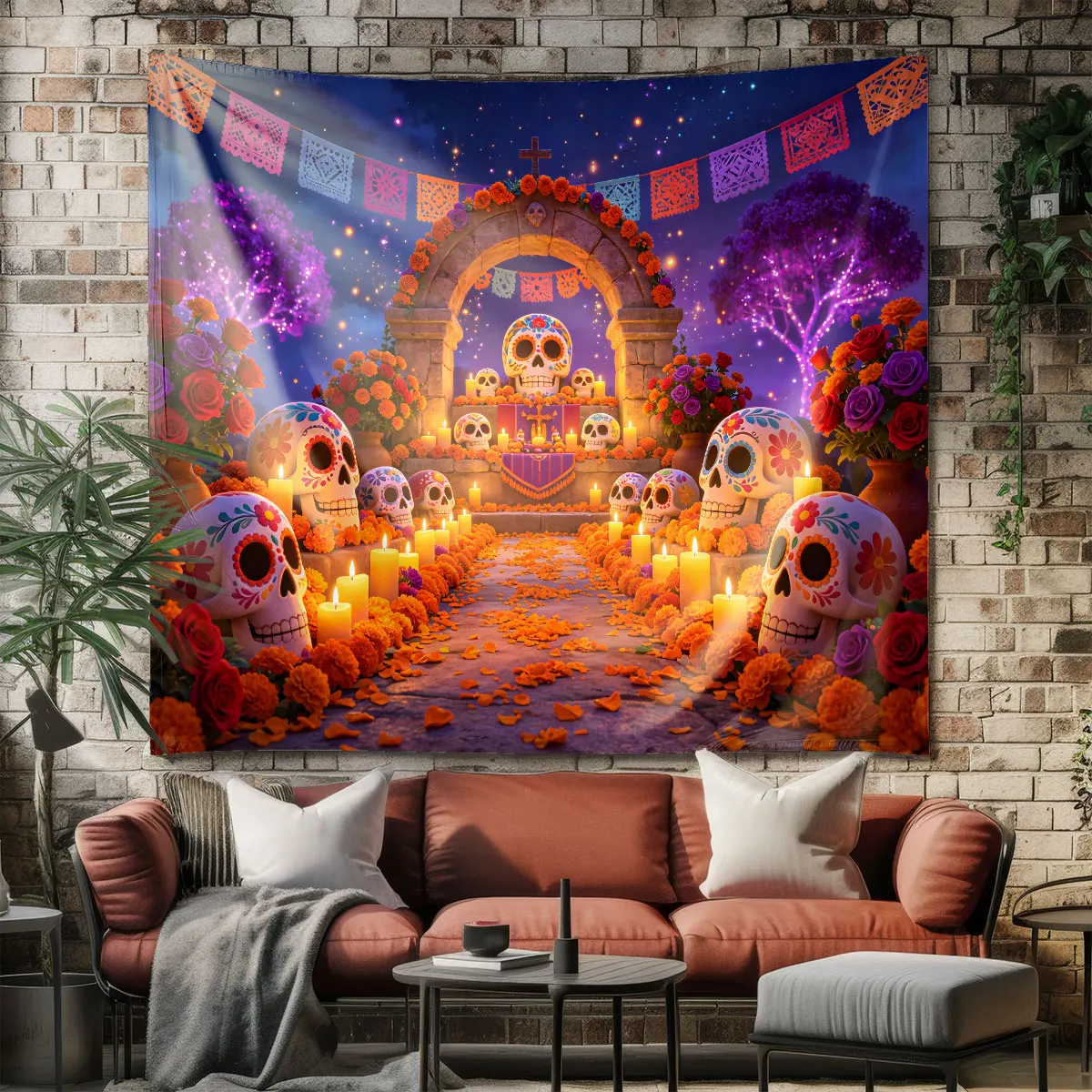 1pc painted skeleton altar tapestry wall decoration space decoration pendant ornaments gift background cloths