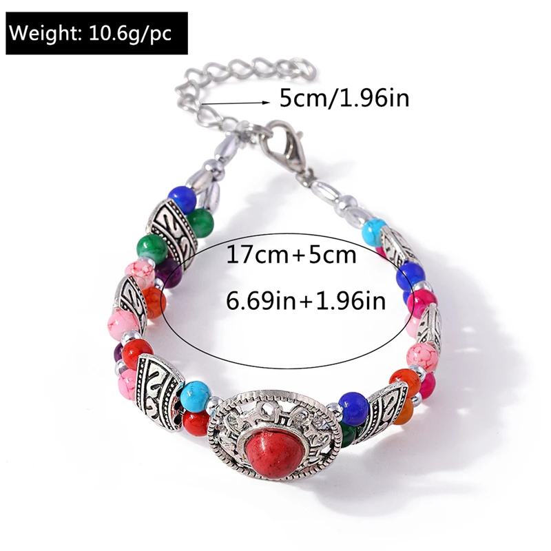بوهيميا الملونة الفيروز أساور للنساء اليدوية حجر الخرز أساور بنات حفلة عطلة مجوهرات هدايا