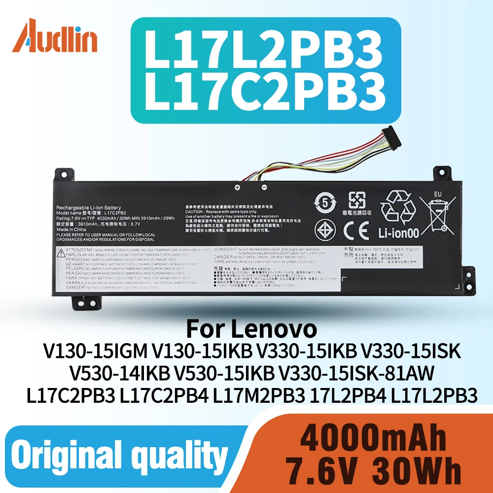 L17C2PB3 L17C2PB4 L17M2PB3 reemplazo de batería para Lenovo V130-15IGM V130-15IKB V330-15IKB V330-15ISK V530-14IKB V530-15IKB V330-15ISK-81AW V130-15IGM-81HL v330-15igb-81hl L17L2PB4 L17L2PB3 L17M2PB4