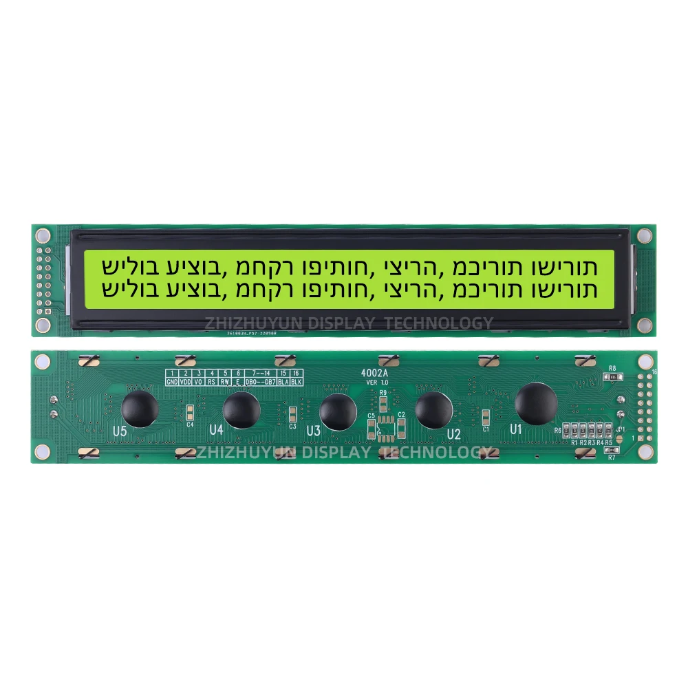 LCD4002A Hebrew LCM LCD Screen Green Light Controller ST7066U Supports 3.3V 5V Power Supply