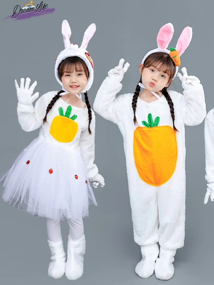 

Детский сценический костюм: белый кролик, злой волк, юбка для выступлений в детском саду, для танцев