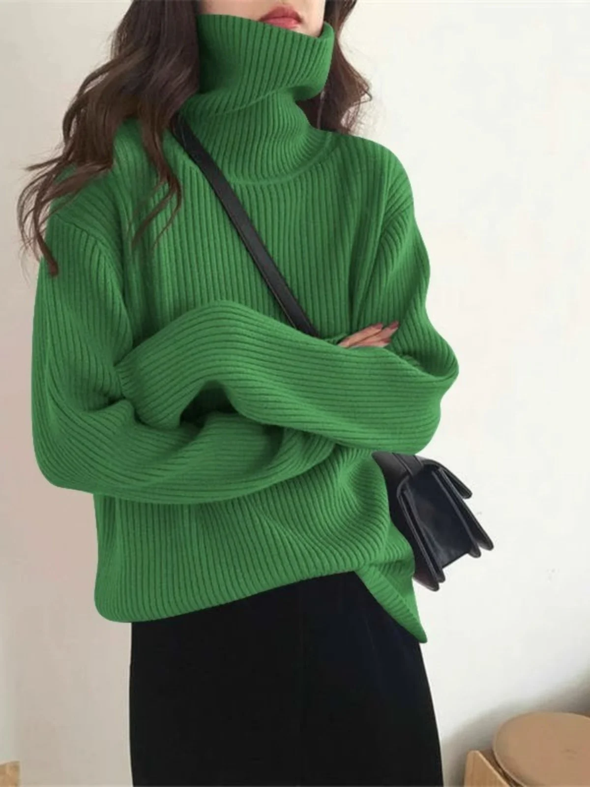 

Soft Cozy High Neck Women's Sweater Autumn Winter New Style Gentle Soft Inner Wear Outerwear Top Japanese Lazy Retro Style