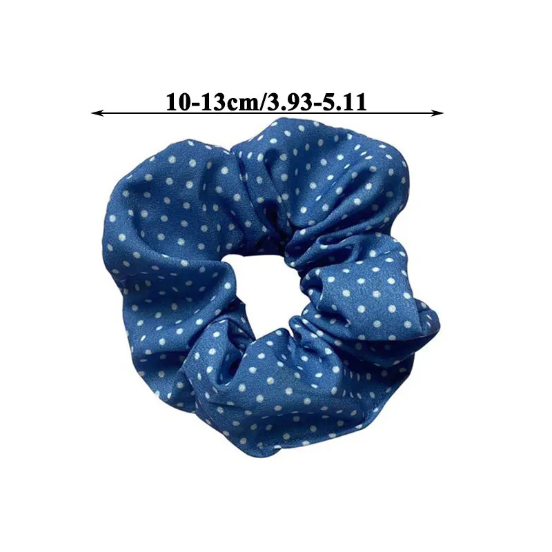 Korea Fashion Women Hair Scrunchie Elastic Hairbands Bule Plaid Ponytail Holder Dot Floral Printed Hair Ties Hair Accessories