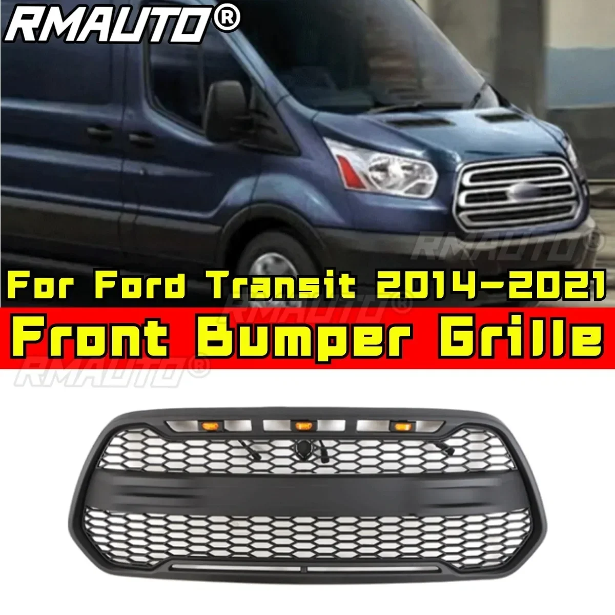 For Ford Transit 2014-2021 North America CUSTOM Edition Car Accessories Front Racing Radiator Grilles Car Front Bumper Grill