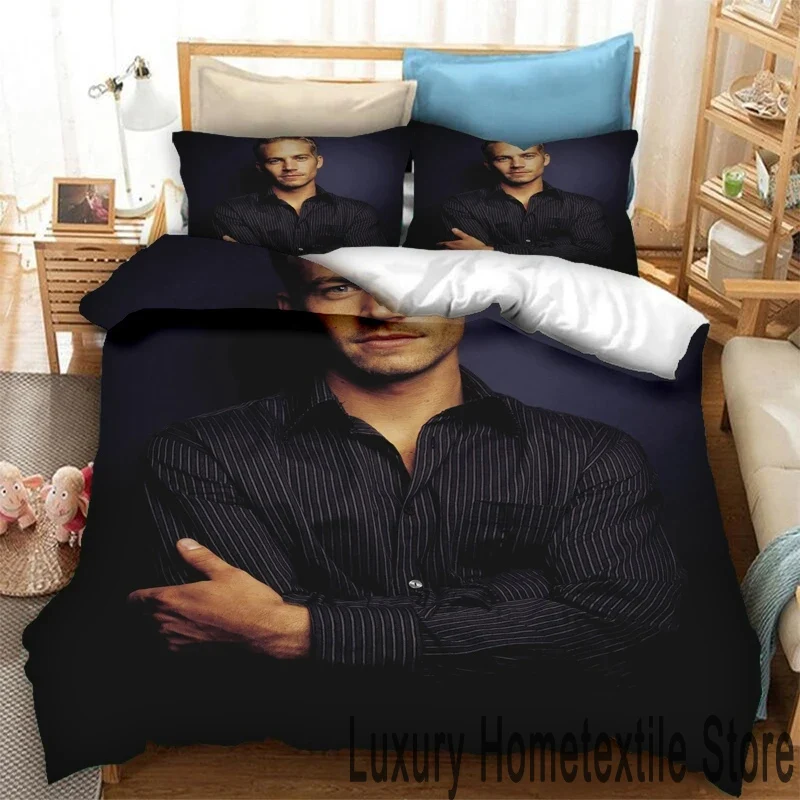 3D Print Paul Walker Bedding Set,Duvet Cover Comforter Bed Set Quilt Cover Pillowcase,King Queen Twin Size Boys Girls Adults