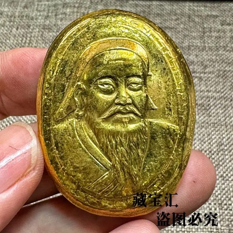 Antique Style Genghis Khan Statue Gilded Copper Gold Ingot Five Liang Fake Gold Block Dayuan Imperial Vault Gold