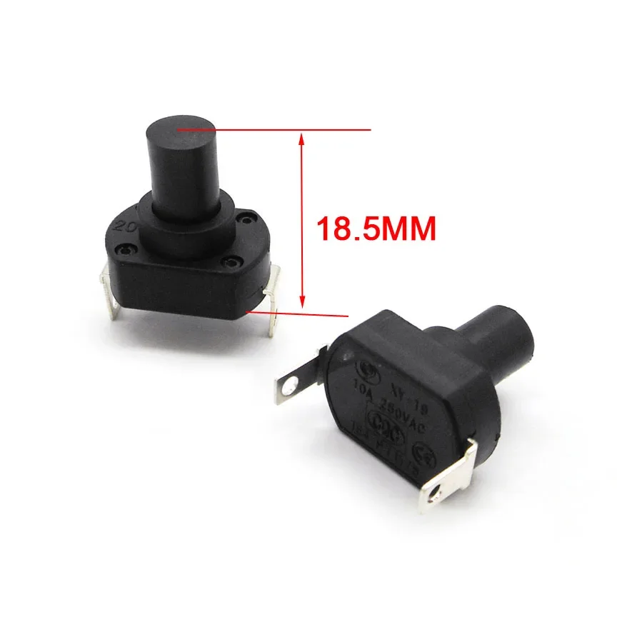 2PCS Self Lock 6A/10A 250V Flashlight Button Switch High Temperature Resistance Torch Spare Parts Switches 13.5mm 15.5mm 18.5mm