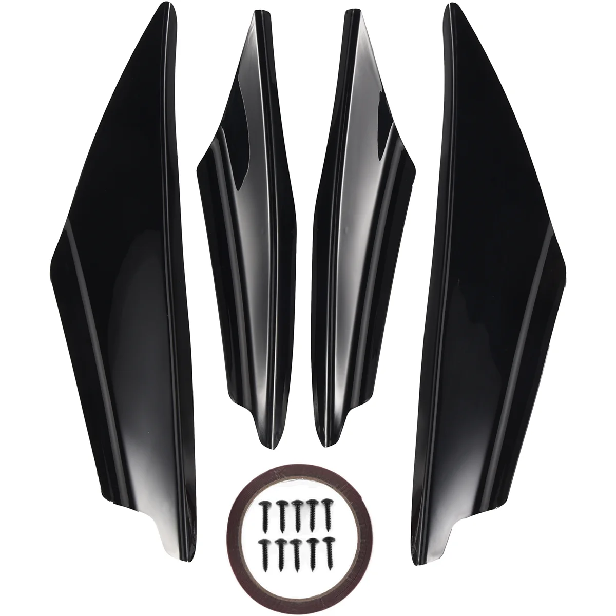 4Pcs Front Bumper Canards Splitter Body Diffuser Fins Body Spoiler Canard Universal Fit for Any